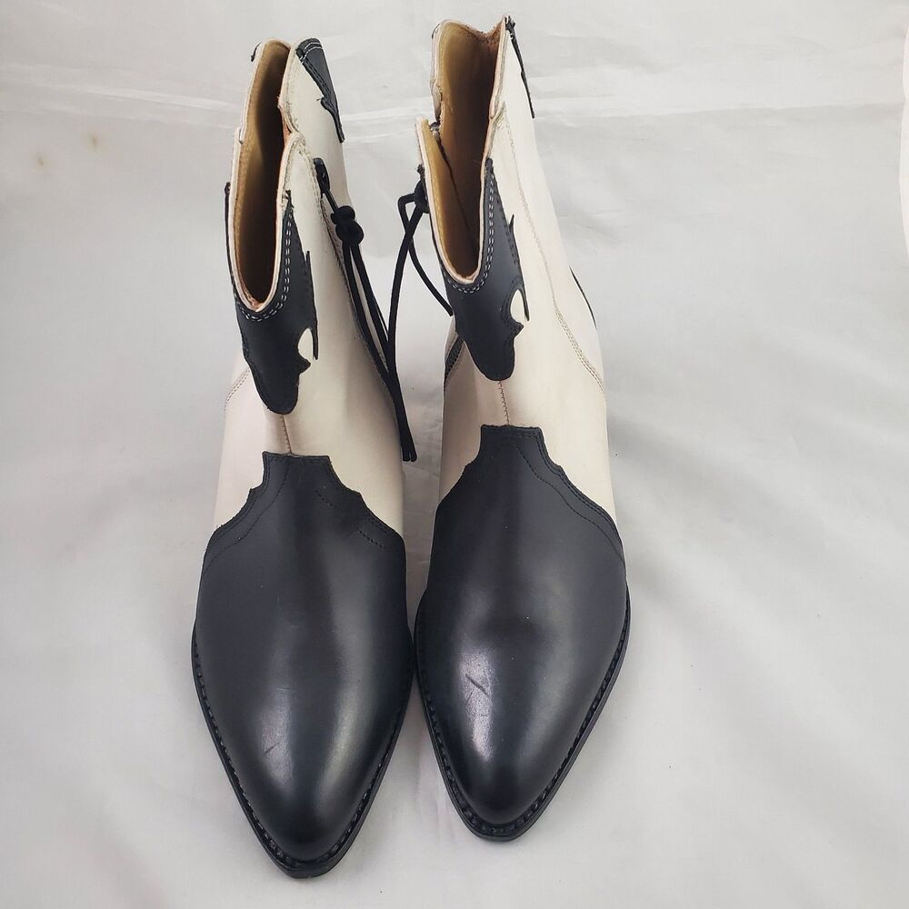 Free People New Frontier Western Boot 6 White Black Rodeo Cowgirl Country Ranch - Picture 7 of 12